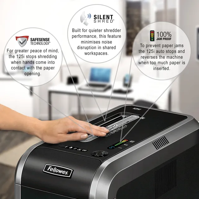 Fellowes Powershred 125i Strip Cut P2 Paper Shredder - 18 Sheet