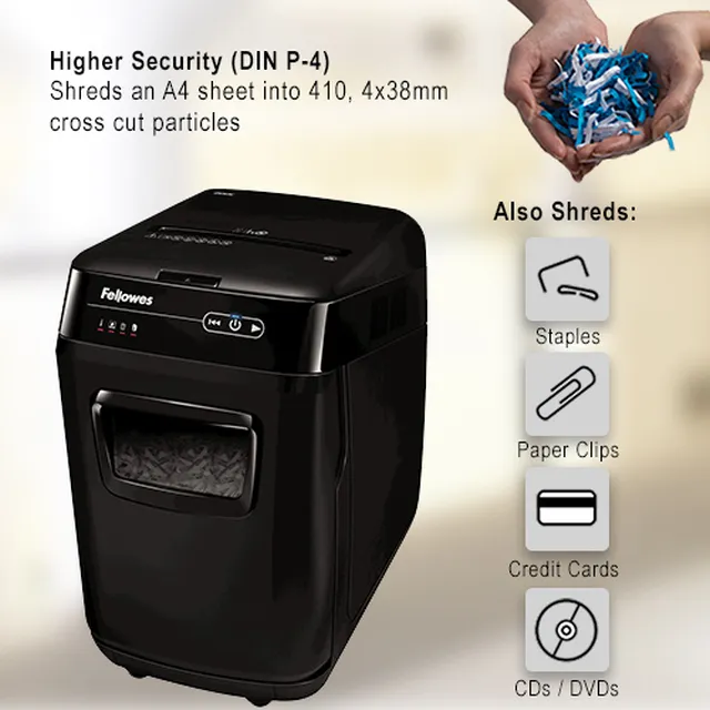 Fellowes Automax 200C Cross Cut P4 Paper Shredder - 200 Sheet
