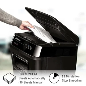 4653601-Fellowes Automax 200C Cross Cut P4 Paper Shredder - 200 Sheet (2)