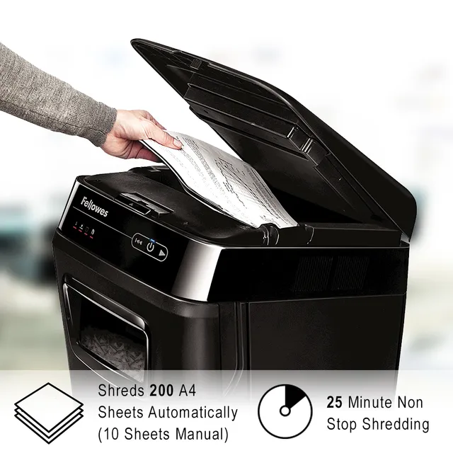 Fellowes Automax 200C Cross Cut P4 Paper Shredder - 200 Sheet