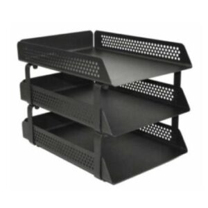Krost Black Perforated Steel Letter Tray 3-Tier