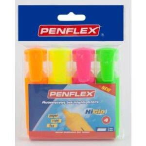 Penflex Higlo Highlighter Chisel Point Assorted Wallet 4s