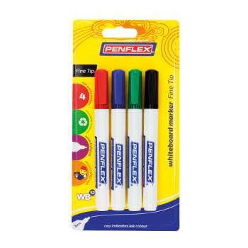 Penflex PM13 Permanent Marker Fine Tip 1mm Assorted Wallet 4s