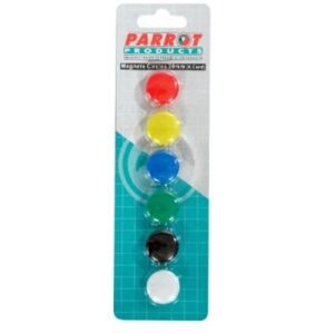 BA0605 Parrot Magnets Circle 20mm 6 Carded Assorted