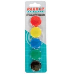 BA0608 Parrot Magnets Circle 30mm 5 Carded Assorted