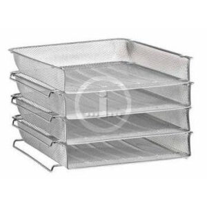 Krost Silver Mesh Metal Self-Stackable Tray Set of 4