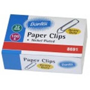 Bantex Boat Shaped Paper Clips 32mm Silver 100s