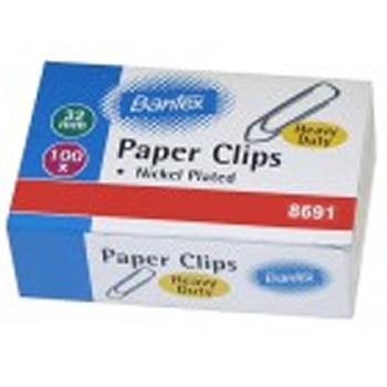 Bantex Boat Shaped Paper Clips 33mm Silver 100s