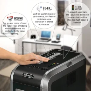 4612601-Fellowes Powershred 125Ci Cross Cut P4 Paper Shredder - 20 Sheet (4)