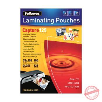 Fellowes 75X105MM 125 Micron Laminating Pouches 100s
