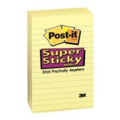 Post-it Notes 101 x 152mm Lined Super Sticky Notes 90 Sheet 5 Pads Canary Yellow