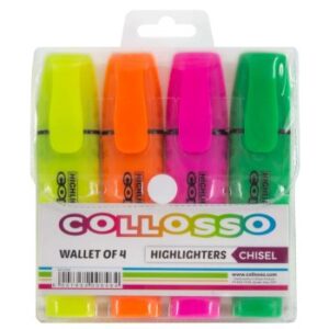 Collosso Highlighters Chisel Tip Wallet 4 Assorted