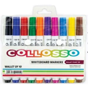 Collosso Whiteboard Markers Bullet Point Wallet 6 Assorted