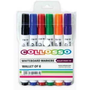 Collosso Whiteboard Markers Bullet Point Wallet 6 Assorted