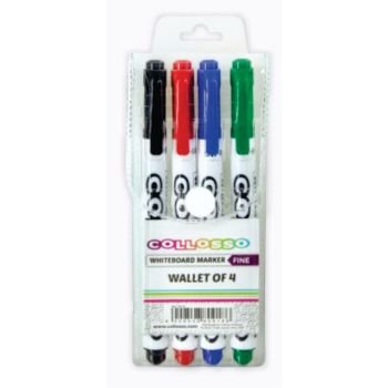 Collosso Whiteboard Markers Bullet Point Wallet 6 Assorted