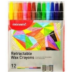 Monami Retractable Wax Crayons Wallet 12s