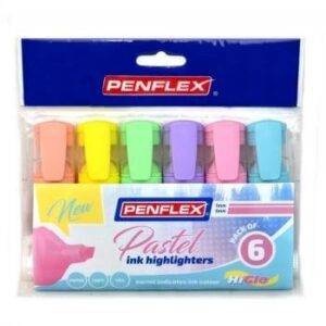 Penflex Higlo Highlighters Pastel Colours Assorted Wallet 6s