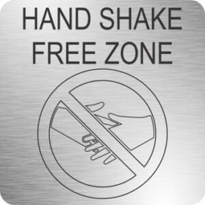 MEDSS04 Parrot Hand Shake Free Zone 210x210mm Brushed ACP