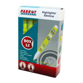 Parrot Highlighter Marker Slimline Box 12 Yellow