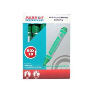 PW1001G Parrot Whiteboard Marker Bullet Tip Box 10 Green