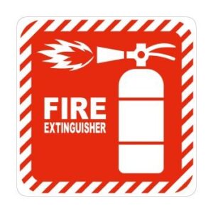 SN4101 Parrot Sign Symbolic 150 x 150mm Red Fire Extinguisher On White ACP