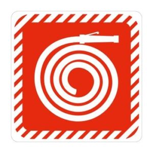 SN4102 Parrot Sign Symbolic 150 x 150mm Red Fire Hose Reel On White ACP