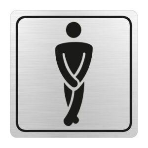 SN4105 Parrot Sign Symbolic 150 x 150mm Black Printed Gents Toilet Sign On Brushed Aluminum ACP