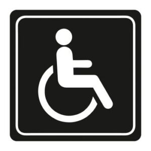 SN4107 Parrot Sign Symbolic 150 x 150mm White Printed Disabled Toilet Sign On Black ACP