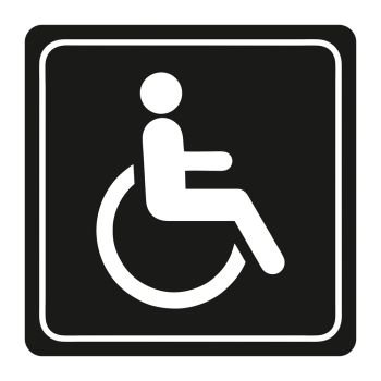 Parrot Sign Symbolic 150 x 150mm White Printed Disabled Toilet Sign On Black ACP