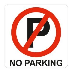 SN4110 Parrot Sign Symbolic 150 x 150mm Red No Parking Sign On White ACP