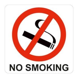 SN4111 Parrot Sign Symbolic 150 x 150mm Red No Smoking Sign On White ACP