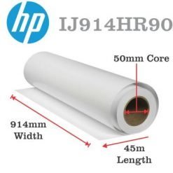HP Uncoated Hi Resolution Plotter Paper 90gsm Bond Roll 50mm Core 914mm x 45m