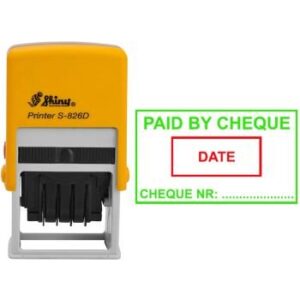 Shiny S826 Dater Stock Stamp 41 x 23mm Paid By Cheque