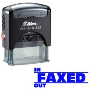 Shiny S842 Stock Stamp 38 x 14mm Faxed In Out