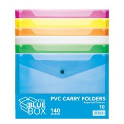 The Blue Box A4 Carry Folders With Stud 140 Micron Assorted 10s