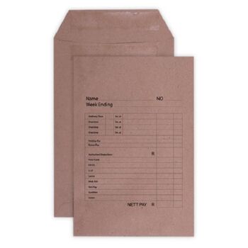 Leo Envelopes Wage Printed Self Seal Manilla - Pack 25