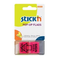 Stick'n Pop-Up Flags 45 x 25mm Sign Here Neon Pink