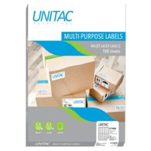 Unitac A4 Laser Labels 38,1 x 21,2mm 65up White 100 Sheets