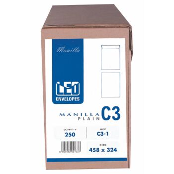 Leo Envelopes C3 Gummed Manilla - Box 250