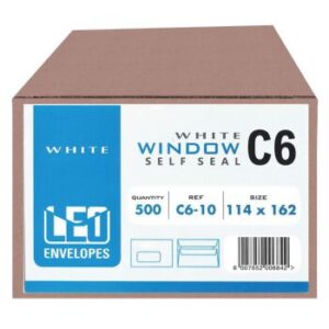 Leo Envelopes C6 Window Self Seal White - Box 500