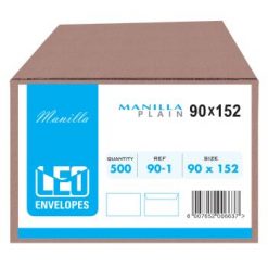 90-1 - Envelopes 90 x 152mm Manilla Gummed 500s