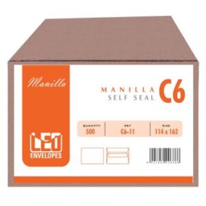 Leo Envelopes C6 Self Seal Manilla - Box 500