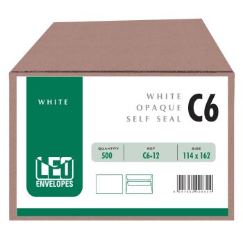 Leo Envelopes C6 Self Seal White - Box 500