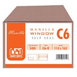 C6-9 - Envelopes C6 Window Self Seal Manilla 500s