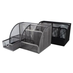 SDS Wire Mesh Clip Pen And Memo Holder With Drawer Black 1.jpg