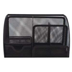 SDS Wire Mesh Clip Pen And Memo Holder With Drawer Black (1).jpg