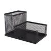 SDS Wire Mesh Clip Pen And Memo Holder With Drawer Silver
