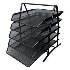 SDS Wire Mesh Letter Tray 5 Tier Black