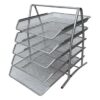 SDS Wire Mesh Letter Tray 5 Tier Silver
