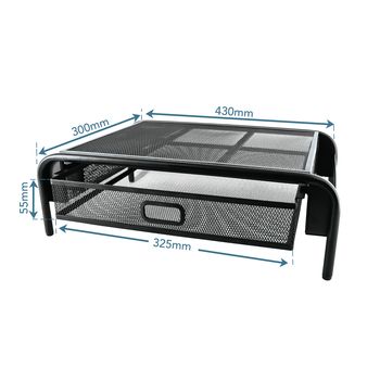 SDS Wire Mesh Monitor Stand 1 Drawer Black